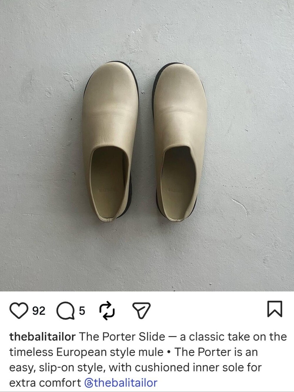 Bali Tailor: The Porter Slide Womens Slip-On Mule — Cream NWOT